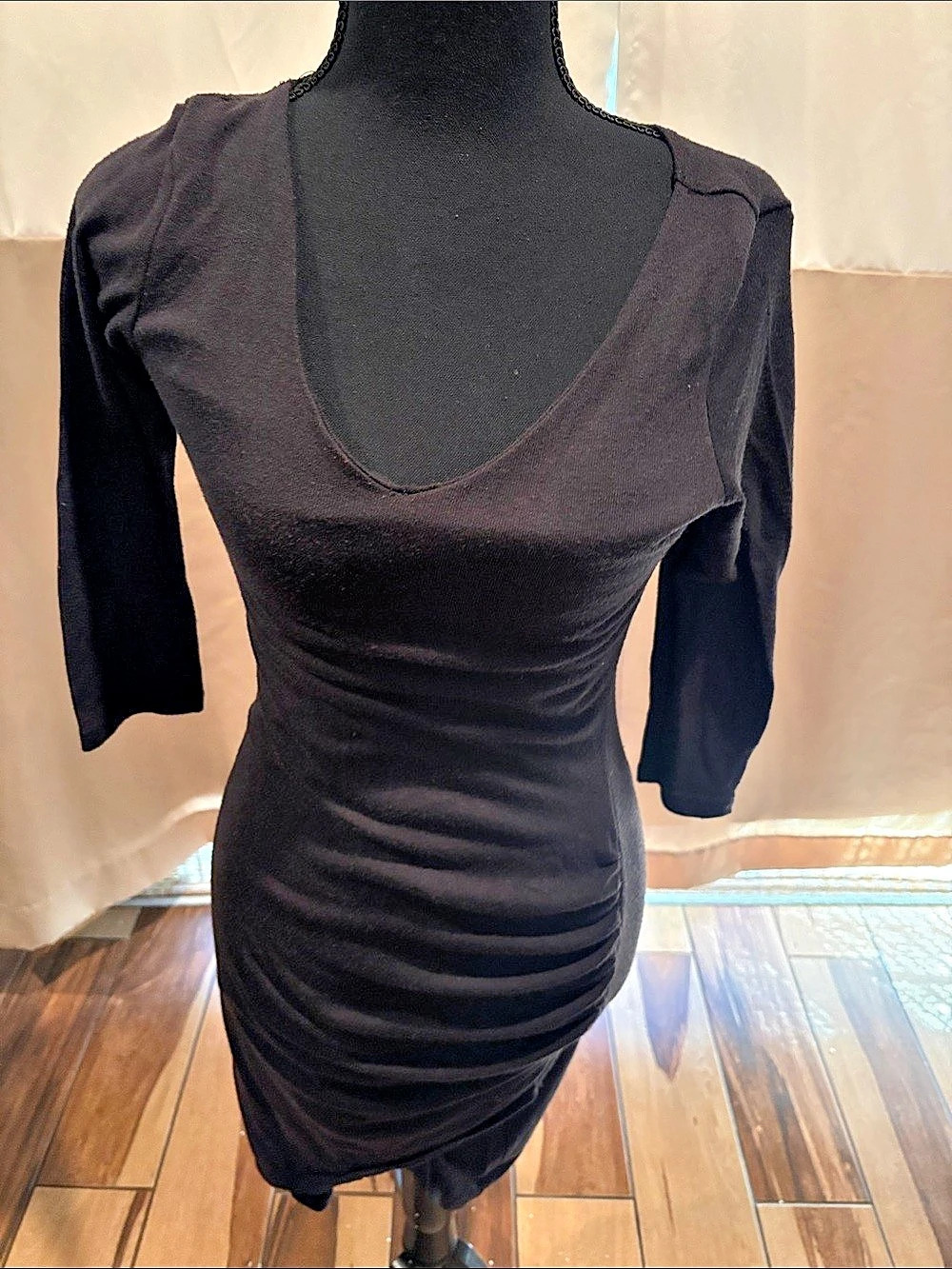 Black Ruched Mini Dress Like New